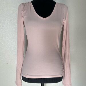 New Look Blush Pink Ribbed Long Sleeve Top – Size US 4 (UK 8 | EU 36)